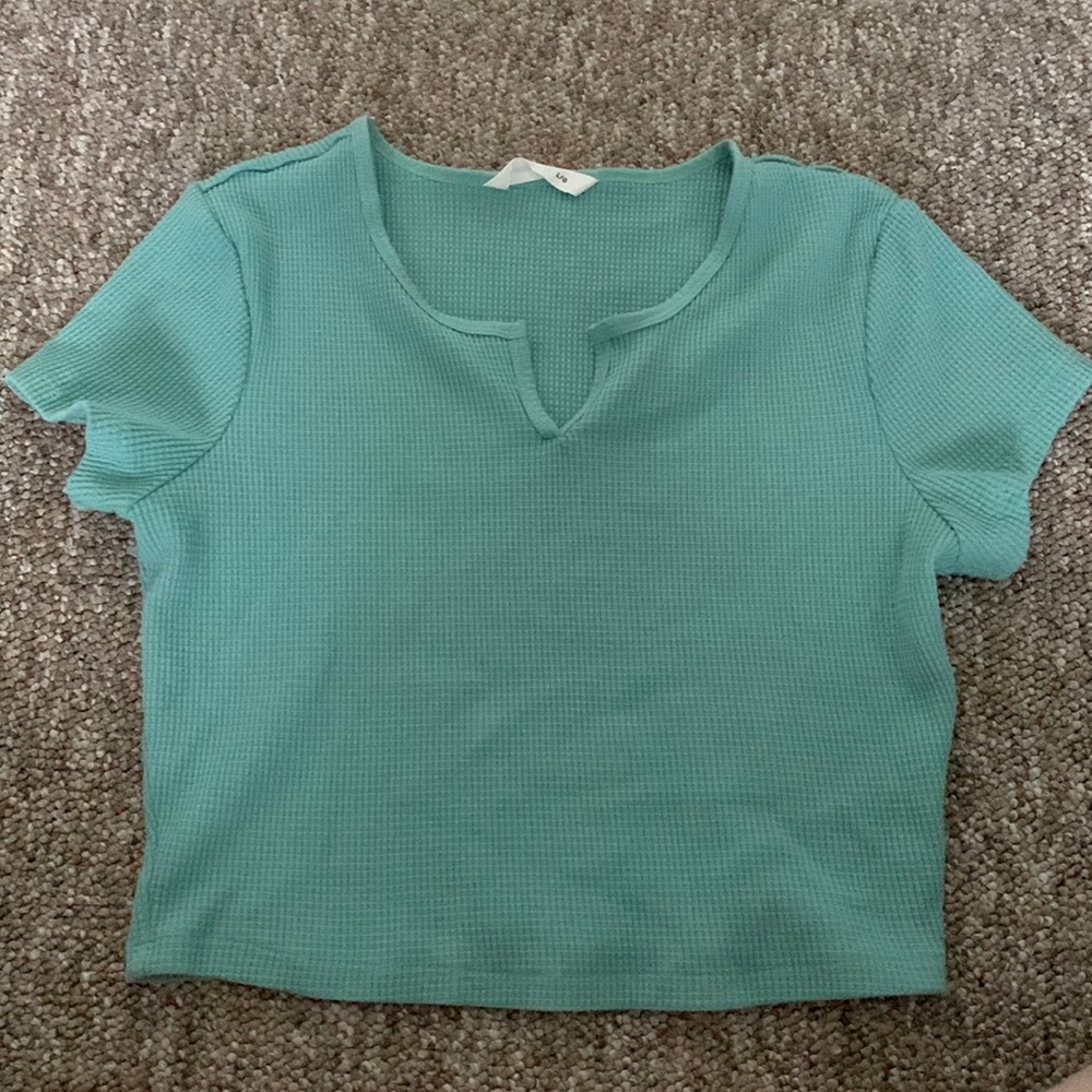 Teal crop-top